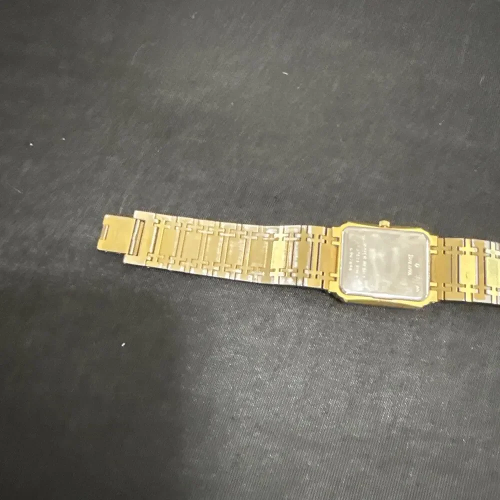 Vintage Bulova C967698 Gold Tank Dress Unisex Midsize 26mm New Battery (Z4)